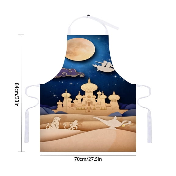 Jasmine Aladdin Princess apron with pockets and waterproof features, adjustable for adult kitchen cooking, perfect for drawing and craftsfor 33" x 28"70X84cm).