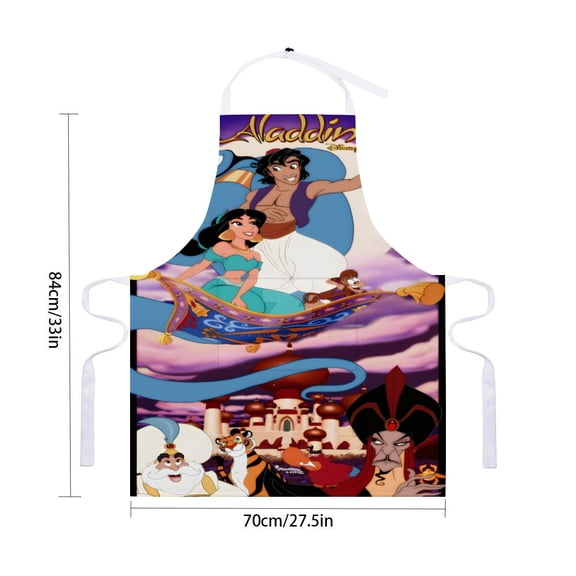 Jasmine Aladdin Princess apron with pockets and waterproof features, adjustable for adults in kitchen cooking, suitable for artistic drawing and craftingfor 33" x 28"70X84cm).