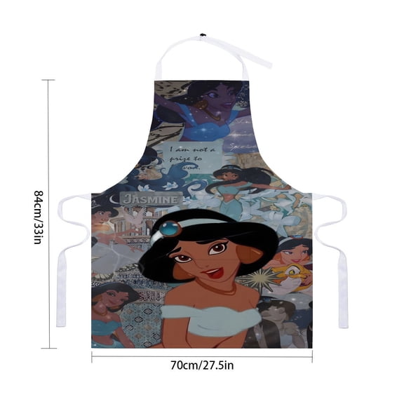 Jasmine Aladdin Princess apron with pockets and waterproof features, adjustable for adults in kitchen cooking, suitable for artistic drawing and craftingfor 33" x 28"70X84cm).