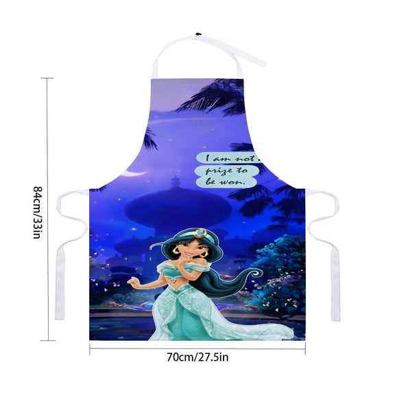 Jasmine Aladdin Princess apron, waterproof with pockets, suitable for adult kitchen use, adjustable cooking apron for drawing and craftingfor 33" x 28"70X84cm).