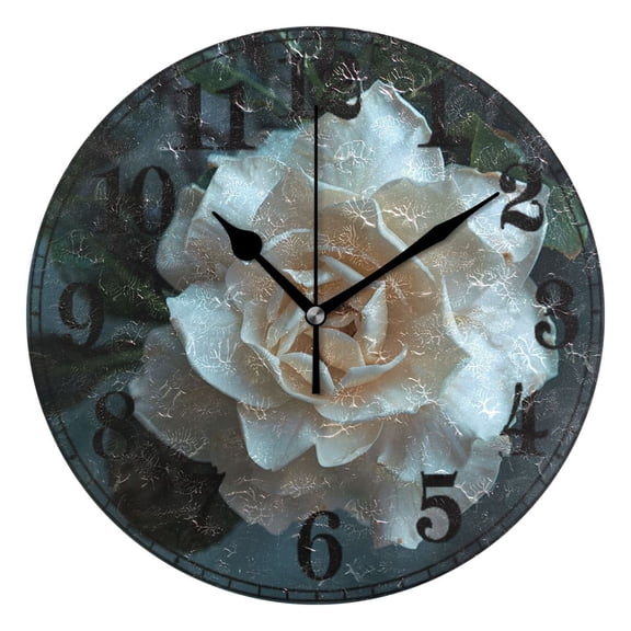 Jasmine Beautiful Flower Silent Wall Clock 10" Non-Ticking Battery Clock