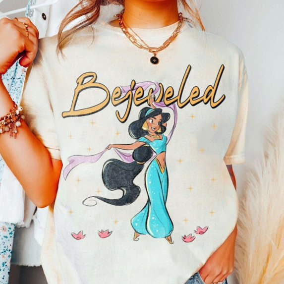 Jasmine Bejeweled Comfort Color T-Shirt, Valentine Gift, Trending Unisex Tee, Disneyland Vacation Trip Gift 2025