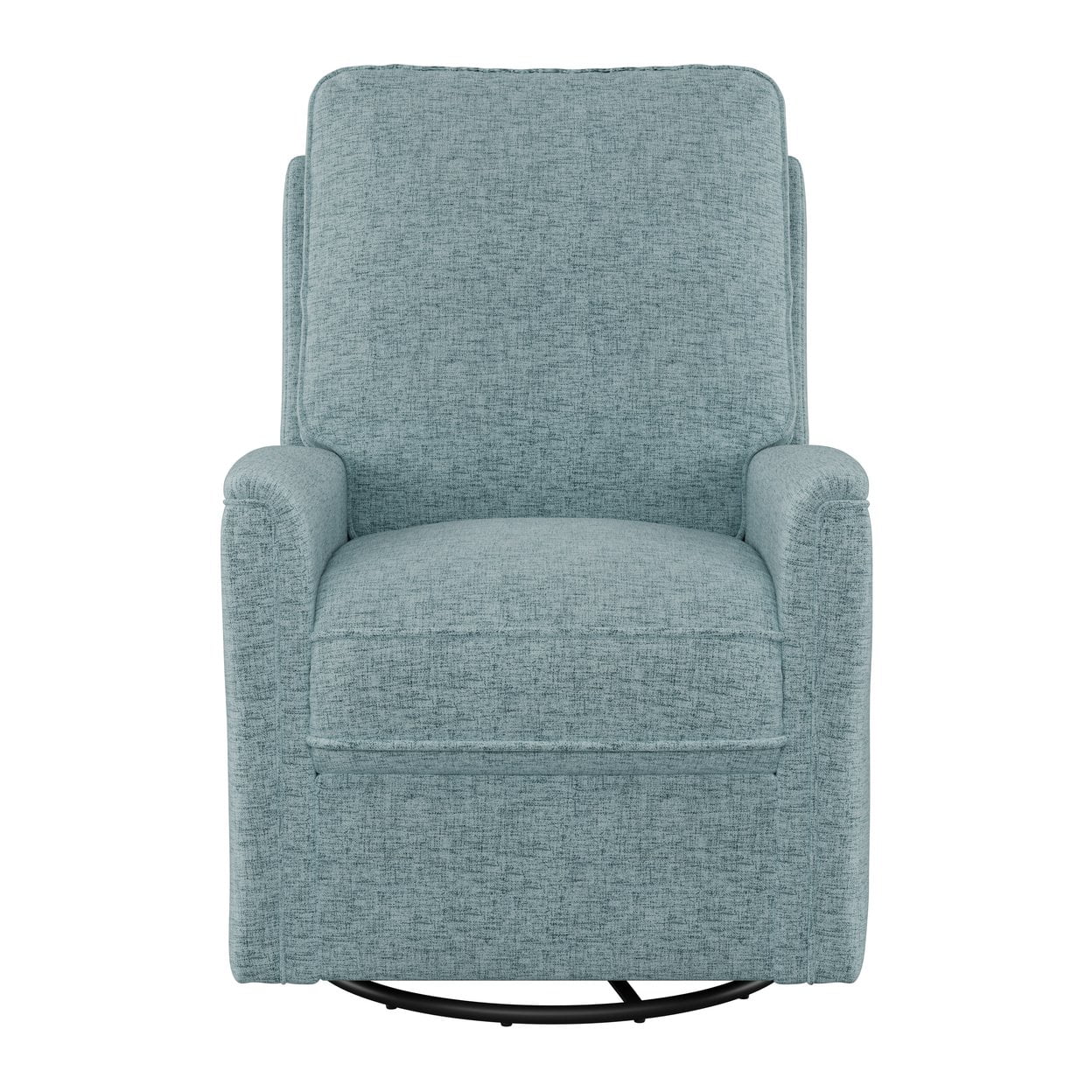 Soothing Spot Blue Swivel Recliner with Wooden Accents