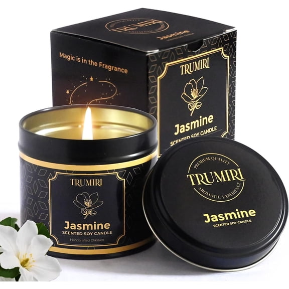 Jasmine Candle Strong Scented Soy Candel Natural Non Toxic Velas Aromáticas Gift For Women Pack Of 1 5Oz Decorartive Travel Tin