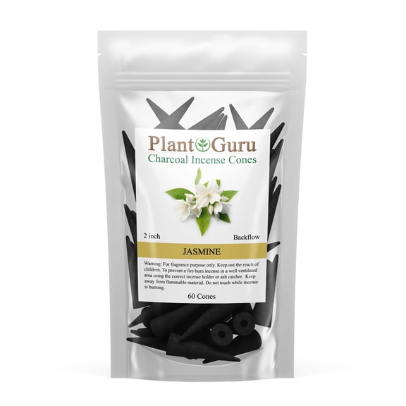 Jasmine Charcoal Incense Cones 2" BACKFLOW - 60 Pack - Natural Scented Cones Handmade Hand Dipped