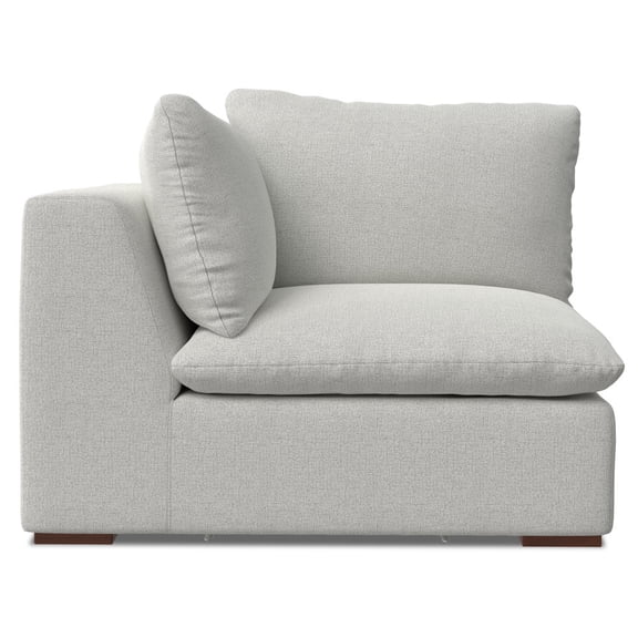 Jasmine Cloud Grey Performance Fabric Corner Sofa Module - Plush 7.5" Back Cushions, Reversible & Water-Repellent, 44"x44" Wood Frame, Durable & Family-Friendly for Living Room