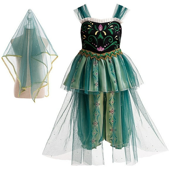 Jasmine Costume for Girls Blue Princess Costume Birthday Cosplay Party Dance Dress