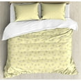 thumbnail image 1 of Jasmine Duvet Cover Set, Pastel Romance with Soft Repetitive Petals Botanical Bloom Pattern, Decorative 3 Piece Bedding Set with 2 Pillow Shams, Calking Size, Pale Yellow Pale Khaki, by Ambesonne, 1 of 3
