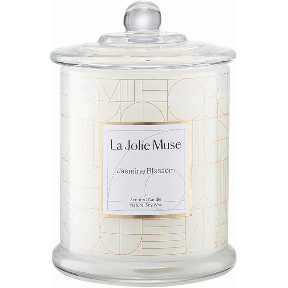 Jasmine Floral Scented Candles for Home, Natural Soy 70 Hrs | Luxury White Jar Candle, Clean Non Toxic, Decorative Candle for Candle Warmer, Gifts for Women & Mom, Floral Engaged Candles