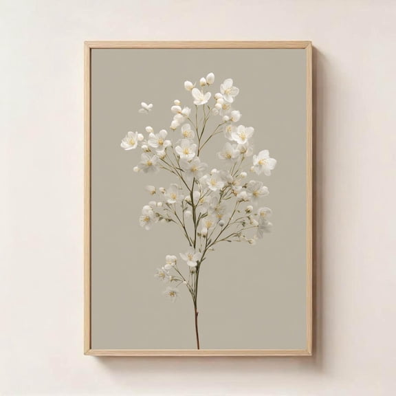 Jasmine Flower Botanical Print Vintage Floral Wall Art, Unframed Canvas 8x10in