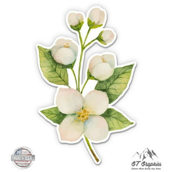 Jasmine Flowers - 8" Vinyl Sticker - For Car Laptop I-Pad - Waterproof Decal