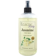 Jasmine Linen Spray (Double Strength), 16 ounces - Eclectic Lady Sheet and Linen Spray - No Artificial Colors, Parabens, or Preservatives - Long-Lasting Scent for Bed, Fabric & Pillow