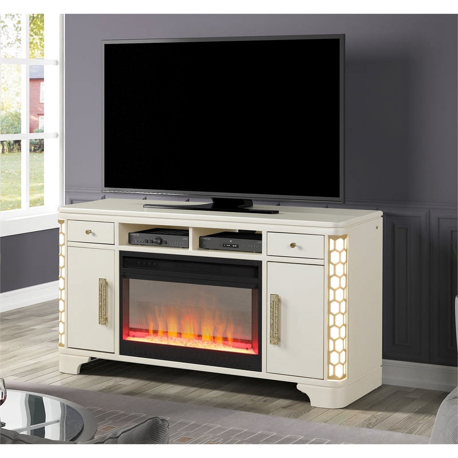 Beige TV Stand Fireplace: Modern Living Room Style & Functionality