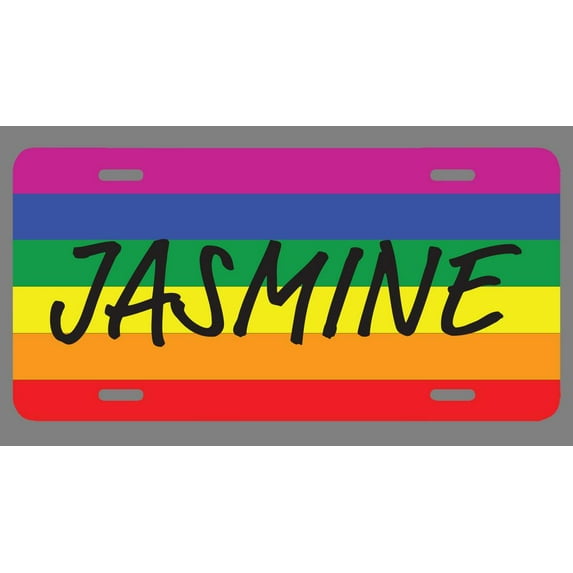 Jasmine Name Pride Flag Style License Plate Tag Vanity Novelty Metal | UV Printed Metal | 6-Inches By 12-Inches | Car Truck RV Trailer Wall Shop Man Cave | NP2032