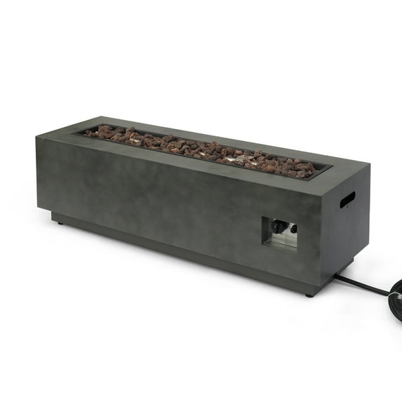 Jasmine Outdoor 50,000 BTU Rectangular Fire Pit (No Tank Holder), Concrete Finish
