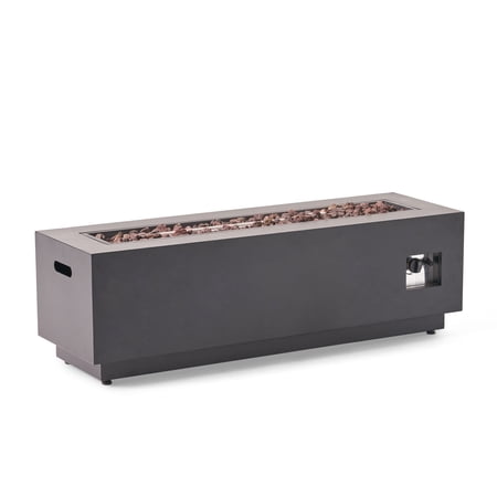 Jasmine Outdoor 50,000 BTU Rectangular Fire Pit (No Tank Holder), Dark Gray