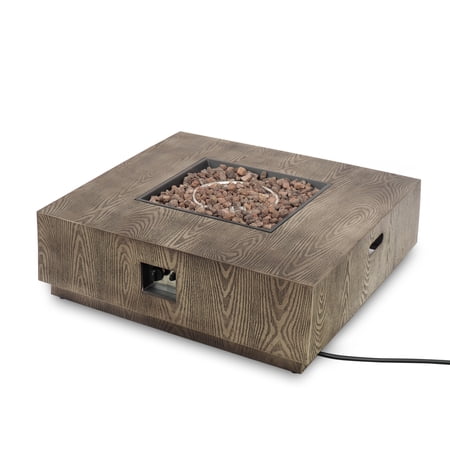 Jasmine Outdoor 50,000 BTU Square Fire Pit (No Tank Holder), Brown Wood Pattern