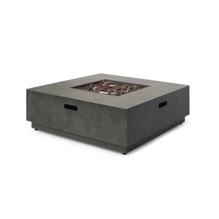 Jasmine Outdoor 50,000 BTU Square Fire Pit (No Tank Holder), Concrete Finish