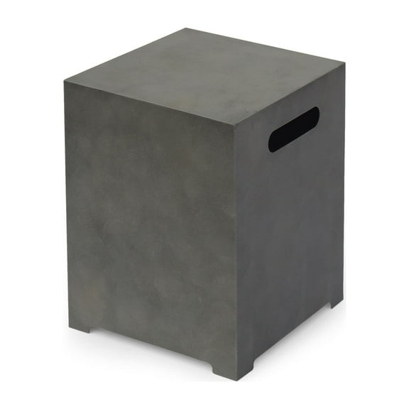 Jasmine Outdoor Metal Tank Holder Side Table, Concrete Finish