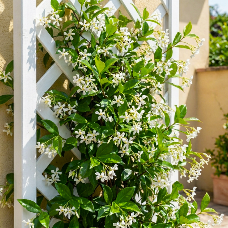 Jasmine Plant Live, Green Star Jasmine Plant, 8 - 10 Inc Tall, Fragrant Flowers, Fast Growing Vine for Trellis, Outdoor Garden or Patio