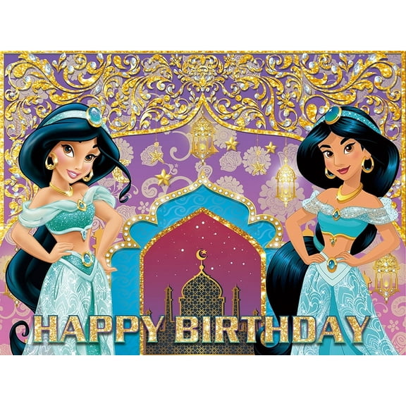 Jasmine Princess Backdrop Banner Party Supplies Poster Movie Theme Background for Photography Kids Birthday Decorations