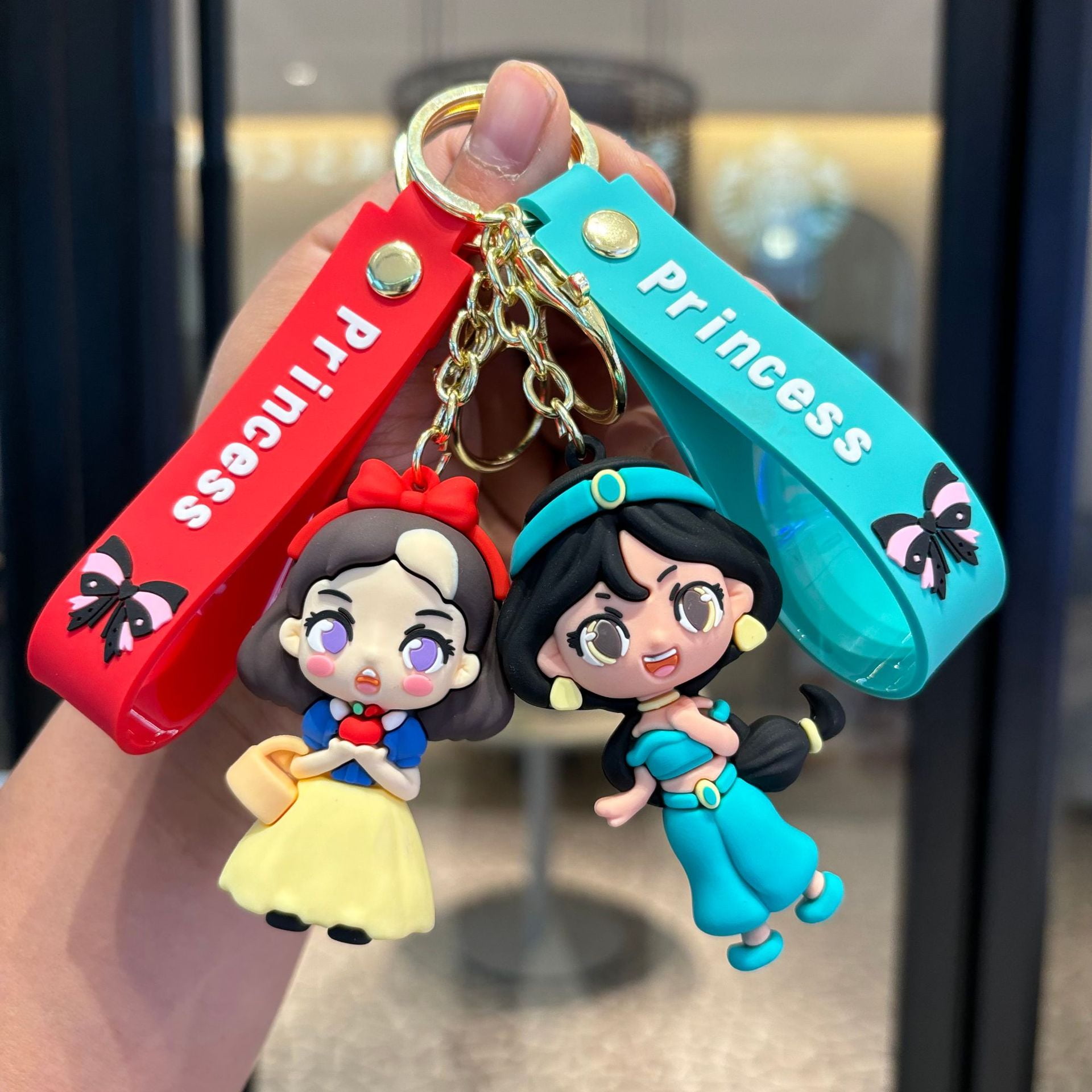 Princess Cartoon Keychain Jasmine Princess Cartoon Keychains, Anime cute Keychain, Backpack Key ...