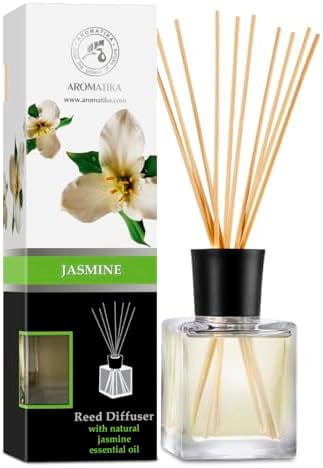 Jasmine Reed Diffuser w/Natural Essential Jasmine Oil 6.8 Fl Oz - Fresh ...