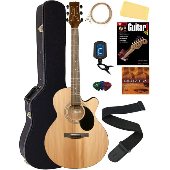 Jasmine S34C NEX Orchestra-Style Cutaway Acoustic Guitar - Natural w/ Hard Case