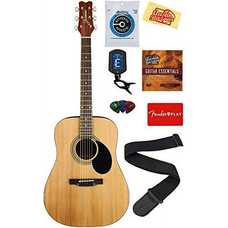 Jasmine S35 Acoustic Guitar - Natural Bundle with Strings, Strap