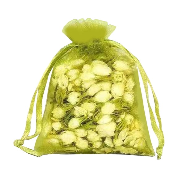 Jasmine Sachet Car Air Freshener Hanging Fragrance Bag with Dried Flowers for Wardrobes and Closets Long Lasting Scented Deodorizer 3 Inch Green