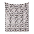 thumbnail image 1 of Jasmine Soft Flannel Fleece Throw Blanket, Abstract Doodle Jasmine Motifs in Repeating Order Retro Print, Cozy Plush for Indoor and Outdoor Use, 50" x 60", Earth Yellow Dark Taupe, by Ambesonne, 1 of 5