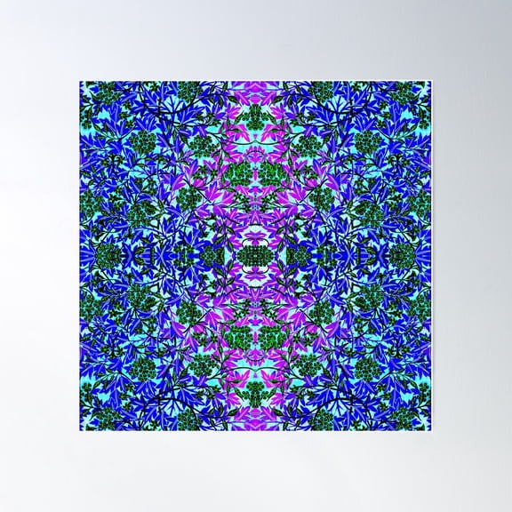 Jasmine By William Morris - Vibrant Blue Green Purple Floral Vintage Pattern Variation Poster Wall Art, Modern Wall Decor For Living Room Bedroom, 30x30 UNFRAMED