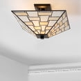 thumbnail image 1 of JONATHAN Y Jason 15.7" Tiffany-Style Glass/Metal LED Semi-Flush Mount, White/Cream, JYL8027A, 1 of 7