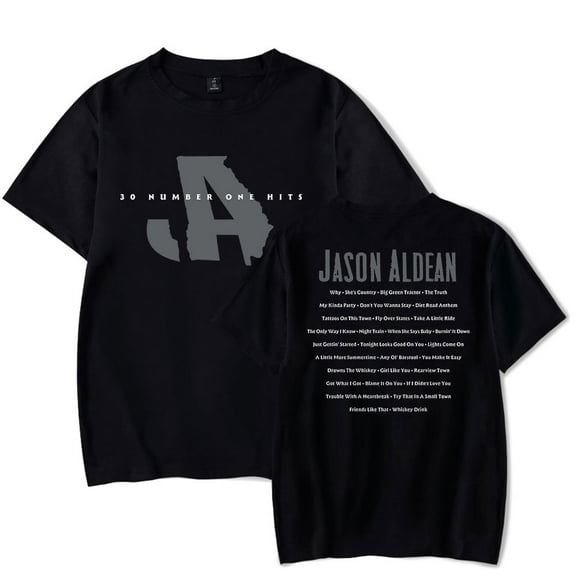 Jason Aldean 30 Number One Hits Tee Unisex Crewneck Short Sleeve Casual T-shirt