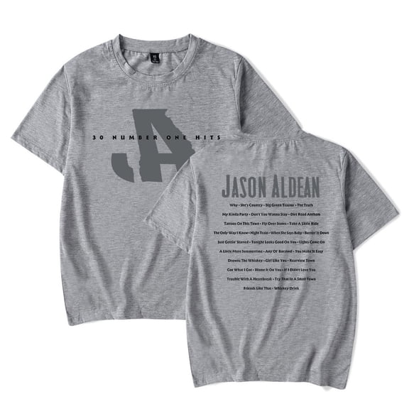 Jason Aldean 30 Number One Hits Tee Unisex Crewneck Short Sleeve Casual T-shirt