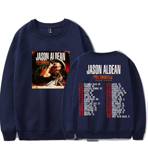 Jason Aldean FULL THROTTLE TOUR 2025 Crewneck Sweatshirt Unisex Fashion Long Sleeve Top
