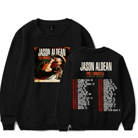 Jason Aldean FULL THROTTLE TOUR 2025 Crewneck Sweatshirt Unisex Fashion Long Sleeve Top