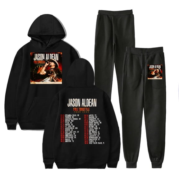Jason Aldean FULL THROTTLE TOUR 2025 Hoodie and Sweatpants set pop print Unisex Casual Street Clothing