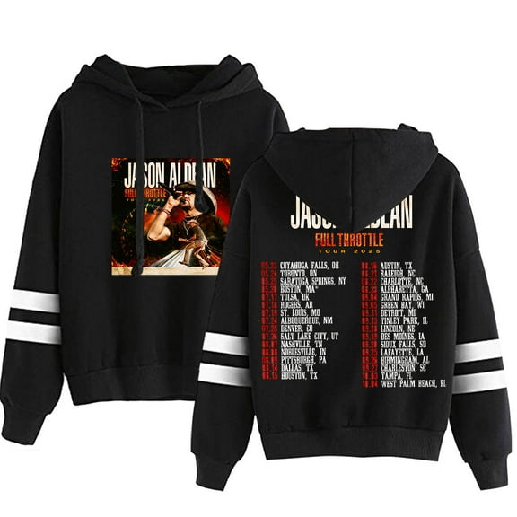 Jason Aldean FULL THROTTLE TOUR 2025 Pocketless Hoodie Unisex Fashion Casual Long Sleeve Sweatshirt