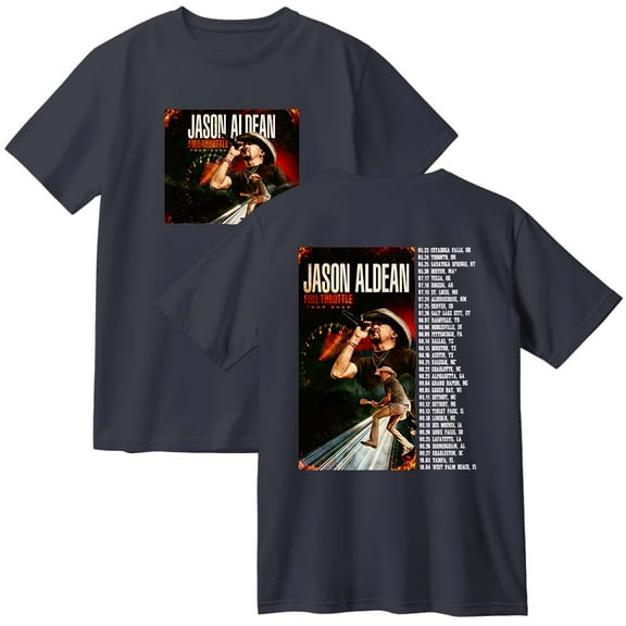 Jason Aldean Full Throttle Tour 2025 Cotton T-Shirt Women Men Casual Crewneck Short Sleeve Tee