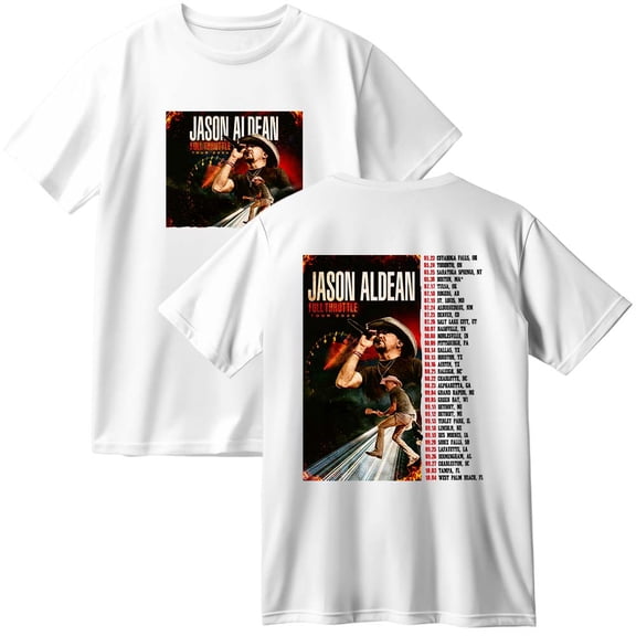 Jason Aldean Full Throttle Tour 2025 Cotton T-Shirt Women Men Casual Crewneck Short Sleeve Tee