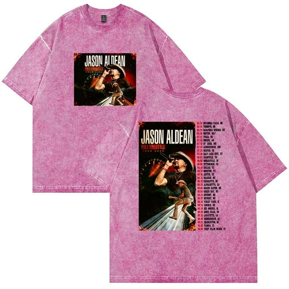 Jason Aldean Full Throttle Tour 2025 Cotton washed T-shirt unisex short sleeved round neck T-shirt