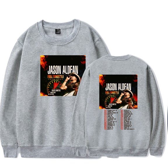 Jason Aldean Full Throttle Tour 2025 Merch crew neck sweatshirt Popular Graphics Unisex Trendy Casual Streetwear