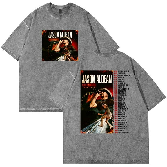 Jason Aldean Full Throttle Tour 2025 T-Shirt Cotton Wash Tee Women Men Short Sleeve Crewneck Tee