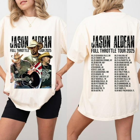 Jason Aldean Full Throttle Tour 2025 T-Shirt, Country Music Concert Tee,Black Color,Size M
