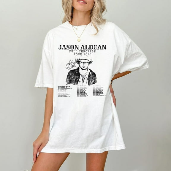 Jason Aldean Full Throttle Tour 2025 T-Shirt, Country Music Concert Tee, Tour Dates Back,Vintage Style Unisex Tee