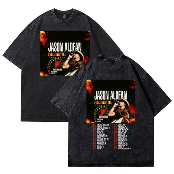 Jason Aldean Full Throttle Tour 2025 T-shirts Women Men Cotton Wash Clothes Trend Casual Short Sleeve Top