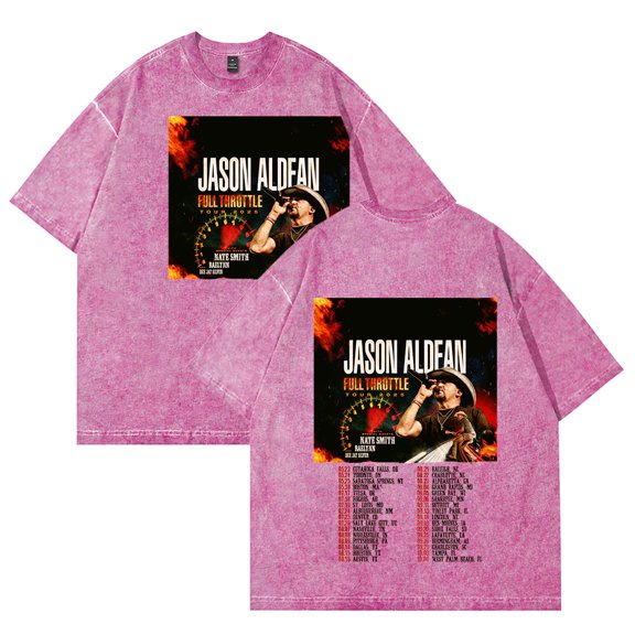 Jason Aldean Full Throttle Tour 2025 T-shirts Women Men Cotton Wash Clothes Trend Casual Short Sleeve Top