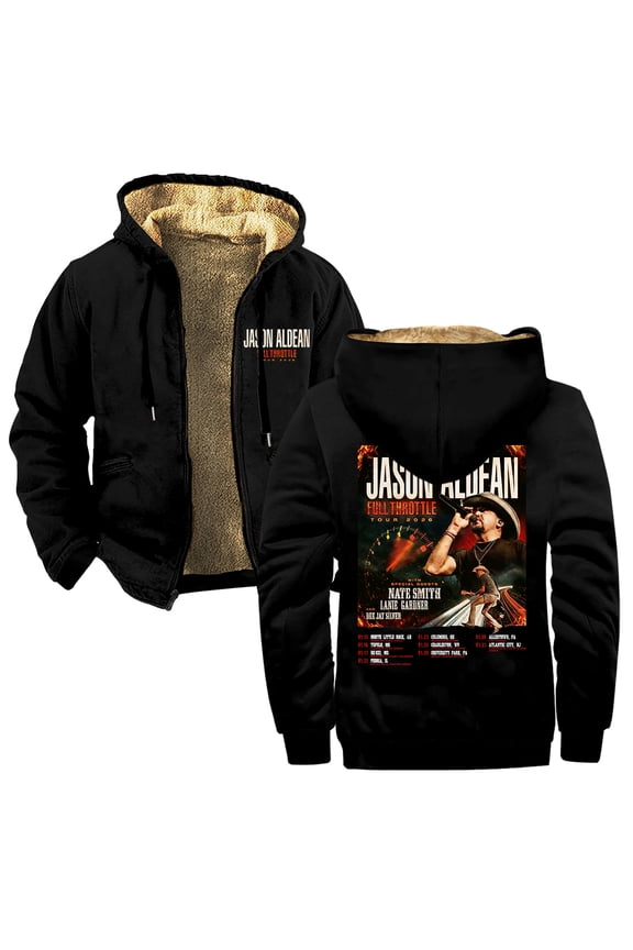 Jason Aldean Full Throttle Tour 2026 Zipper Hoodies Women Men Jacket Parkas Long Sleeve Streetwear Coat