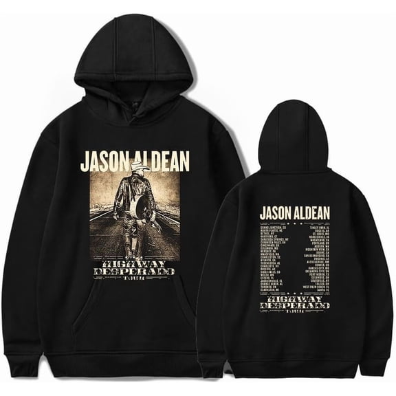 Jason Aldean "Highway Desperado Tour" Merch Unisex Fleece Lined Winter Casual Pullover Hoodie